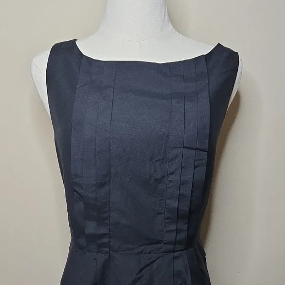 Lands' End Navy Cotton Silk Sleeveless Dress Size 6 Quiet Luxury Preppy Coastal - Picture 3 of 11